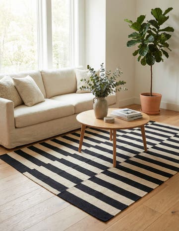 4' 3 x 6' 1 Hand Woven Kilim Modern Wool Rug