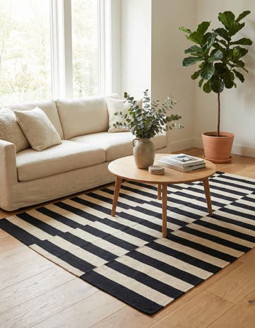 4' 3 x 6' 1 Hand Woven Kilim Modern Wool Rug