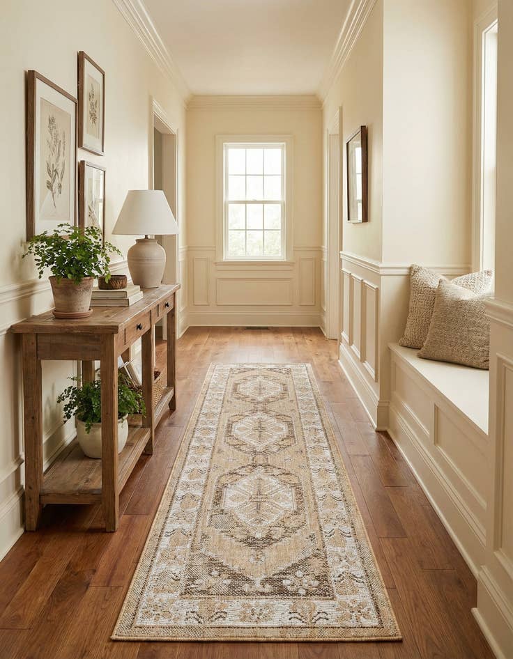 Detail image of 2' x 8'  Washable Traditional Indoor / Outdoor Runner Rug