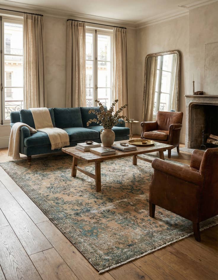 Detail image of 6' 7 x 9' 4 Hand Knotted Ultra Vintage Persian Wool Rug