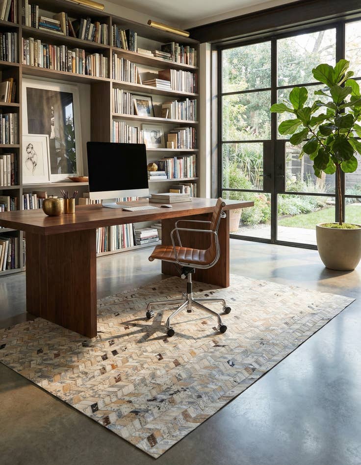 Detail image of 5' 3 x 7' 3 Cowhide Stocks Rug