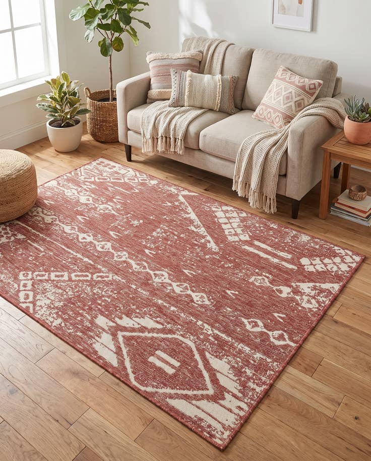 Detail image of 4' x 6' Easy-Clean Bohemian Indoor / Outdoor Rug