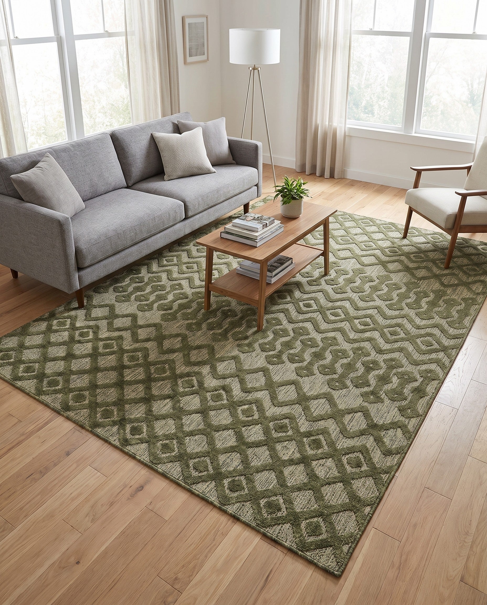 6' x 9' Easy-Clean Trellis Textured Indoor / Outdoor Rug
