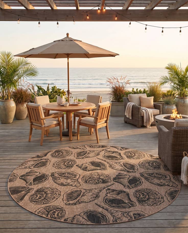 Detail image of 13' x 13' Easy-Clean Coastal Indoor / Outdoor Round Rug