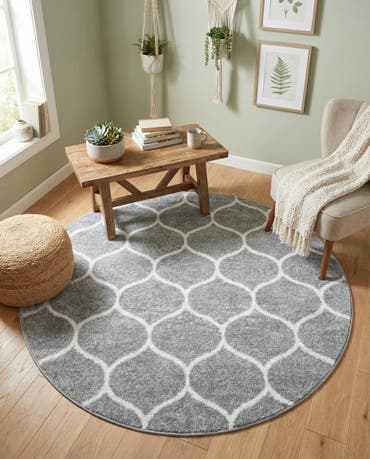  4' x 4' Lattice Frieze Round Rug