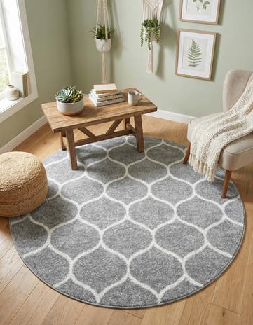 4' x 4' Lattice Frieze Round Rug
