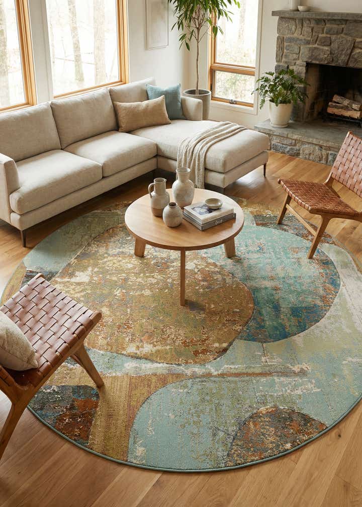 10' x 10' Easy-Clean Modern Indoor / Outdoor Round Rug