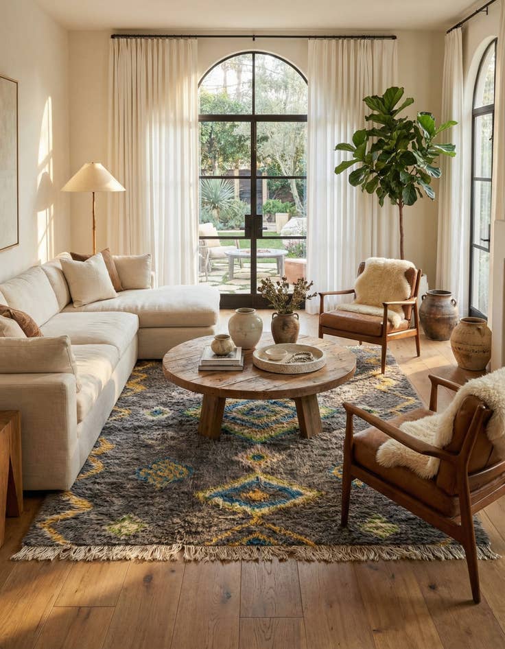 Detail image of 5' 8 x 8'  Hand Knotted Moroccan Wool Rug