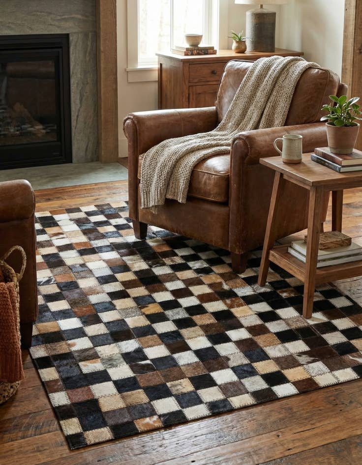 Detail image of  2' x 3' 1 Cowhide Leather Rug