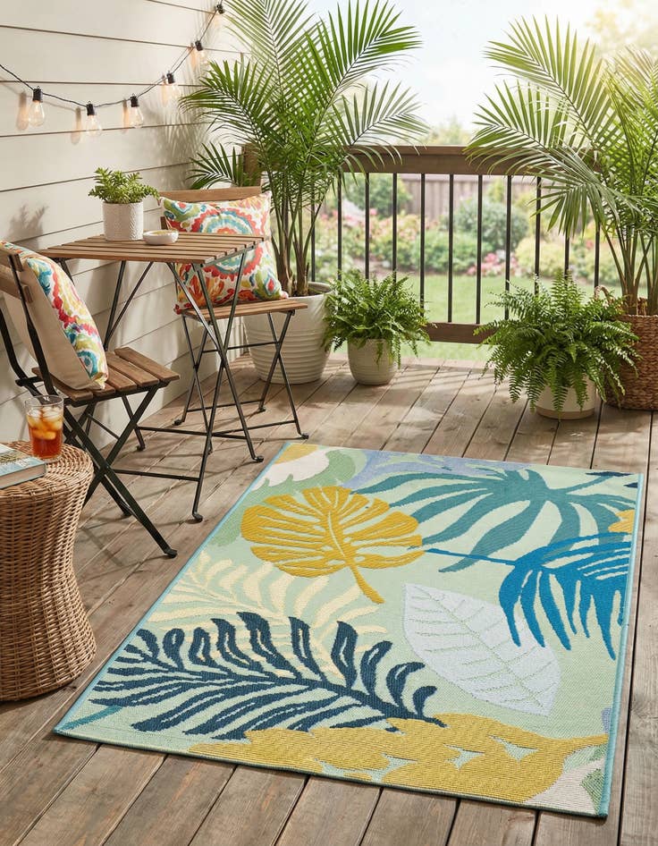 Detail image of 2' x 3'  Washable Botanical Indoor / Outdoor Rug