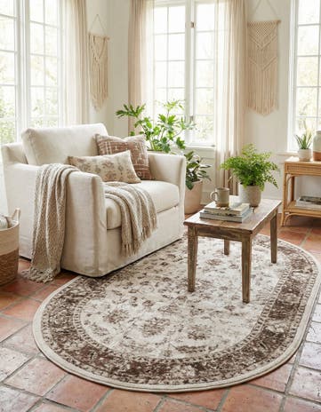 Cream Nepal Oval Rug
