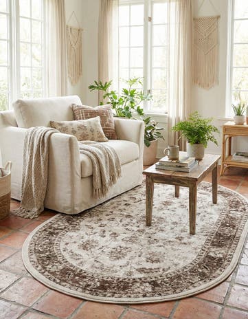 Cream Nepal Oval Rug