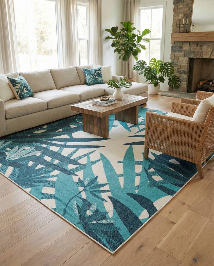Detail image of 7' 10 x 10' Easy-Clean Botanical Indoor / Outdoor Rug