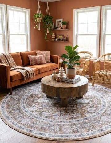 Antique Gold Yara Round Rug