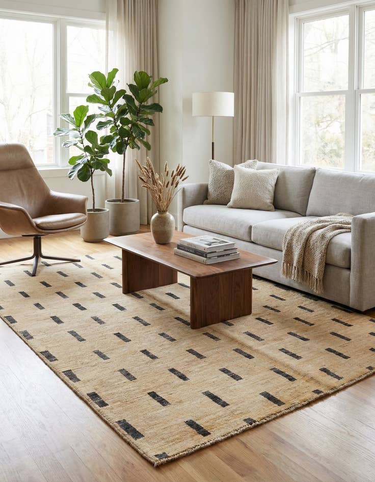 Detail image of 4' 8 x 6' 5  Hand Knotted Modern Ziegler Rug