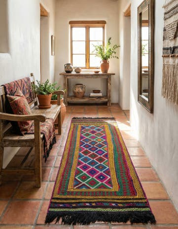 2' 4 x 8' Hand Woven Kilim Fars Wool Runner Rug