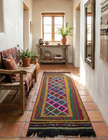 2' 4 x 8' Hand Woven Kilim Fars Wool Runner Rug