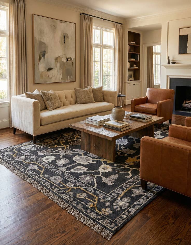 Detail image of 9' 2 x 12'  Hand Knotted Oushak Wool Rug