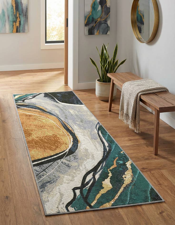Detail image of  2' x 5' 1  Washable Modern Indoor / Outdoor Runner Rug