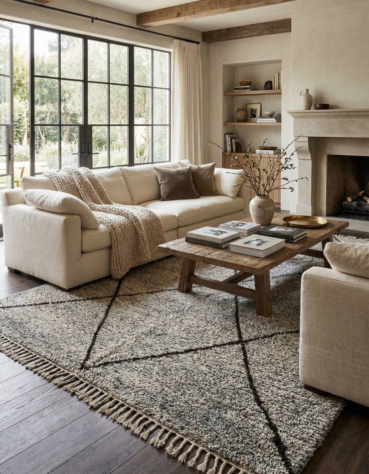 Detail image of 6' 8 x 9' 3  Hand Knotted Moroccan Wool Rug