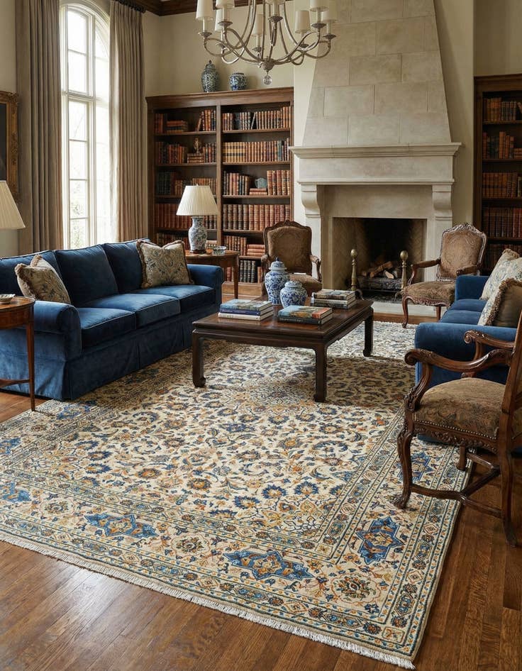 Detail image of 9' 5 x 13' 7 Kashan Wool Rug