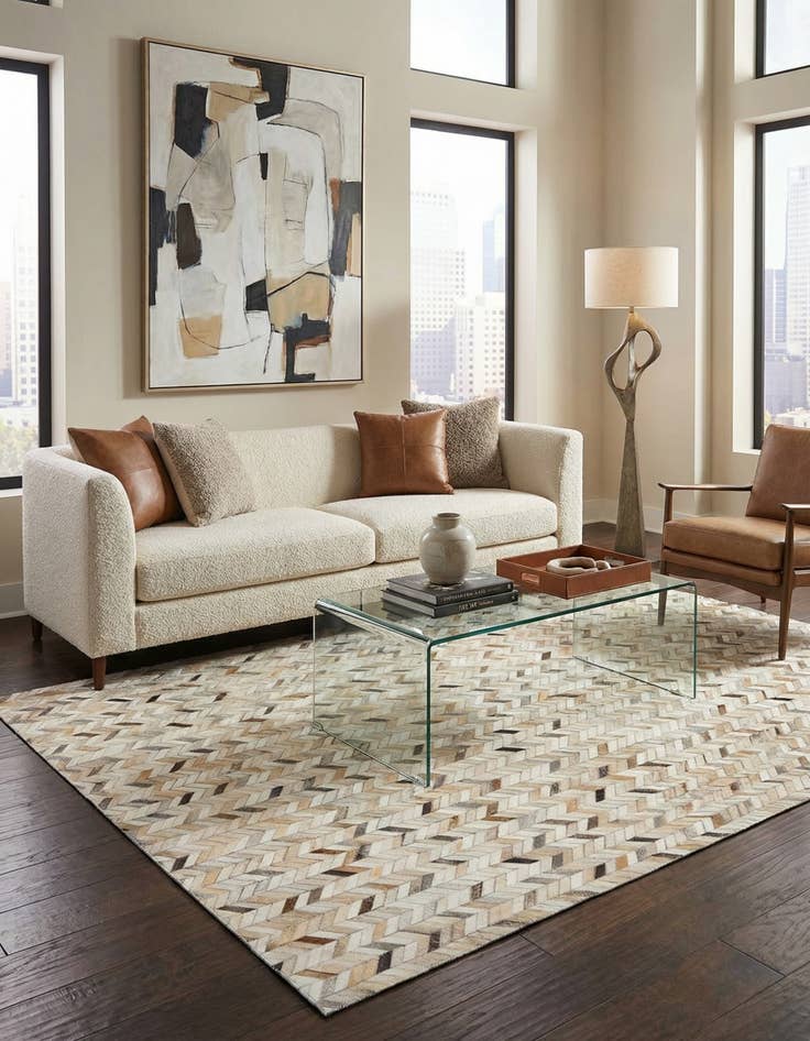 Detail image of  6' 8 x 9' 11 Cowhide Stocks Rug