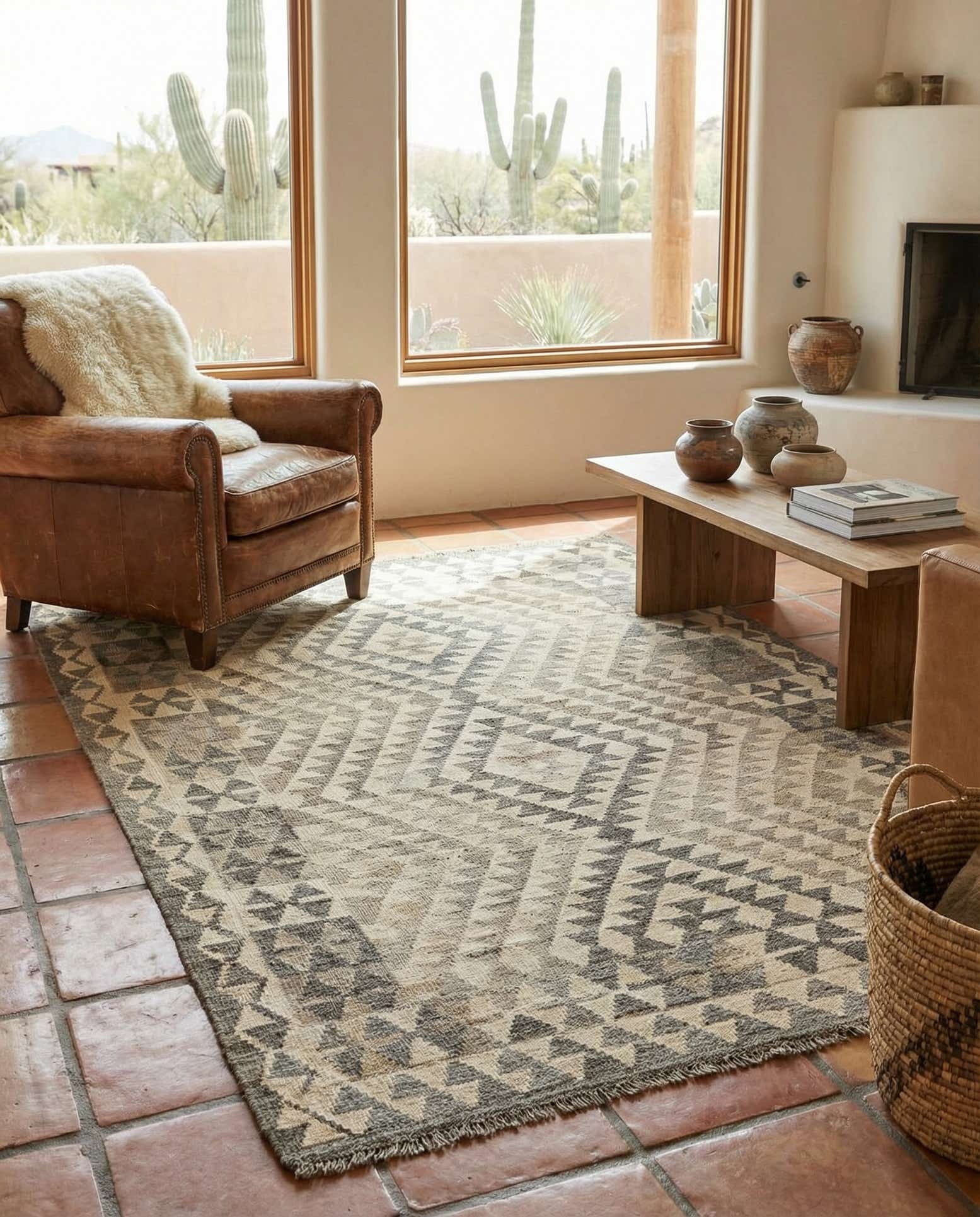 4' 1 x 5' 10 Hand Woven Kilim Maymana Wool Rug