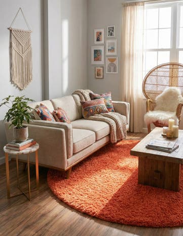 7' x 7' Solid Shag Round Rug