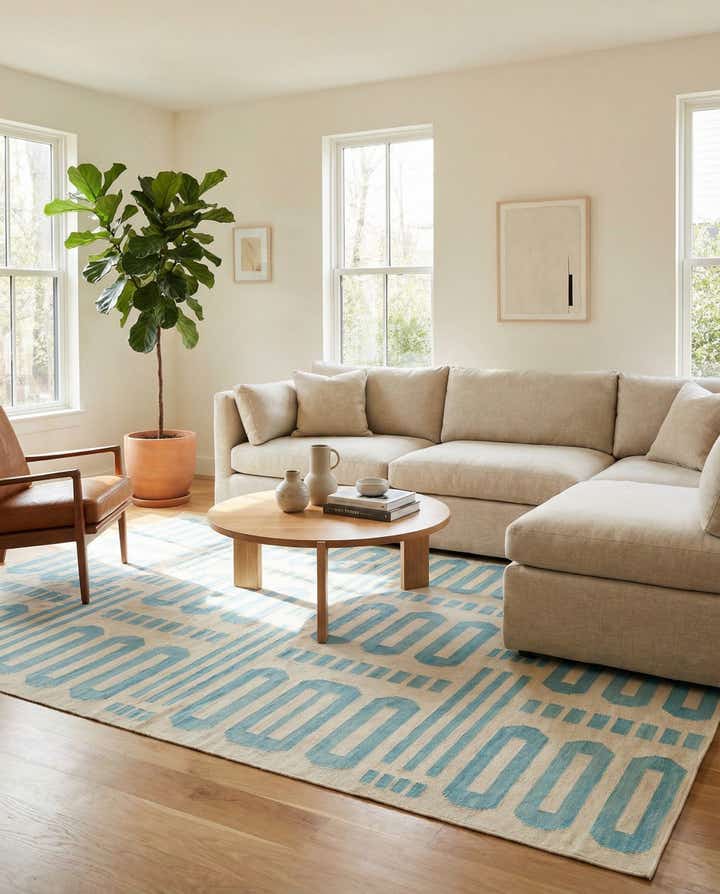 6' 7 x 9' 9 Hand Woven Kilim Modern Wool Rug