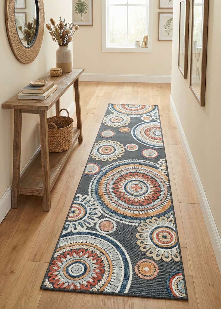2' 2 x 8' Easy-Clean Botanical Indoor / Outdoor Runner Rug