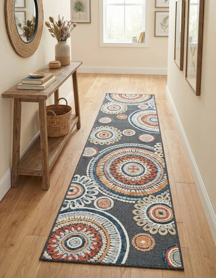 Detail image of 2' 2 x 8'  Washable Botanical Indoor / Outdoor Runner Rug