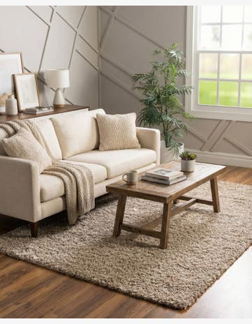 Taupe Solid Shag Rug