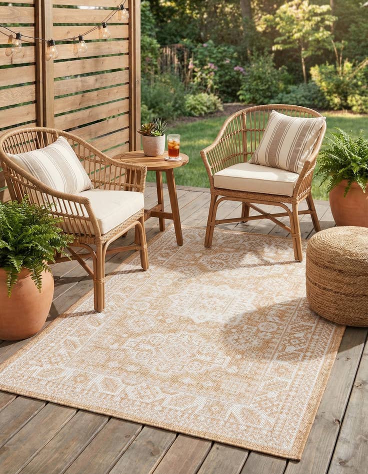 Detail image of  3' x 5' 3  Washable Aztec Indoor / Outdoor Rug