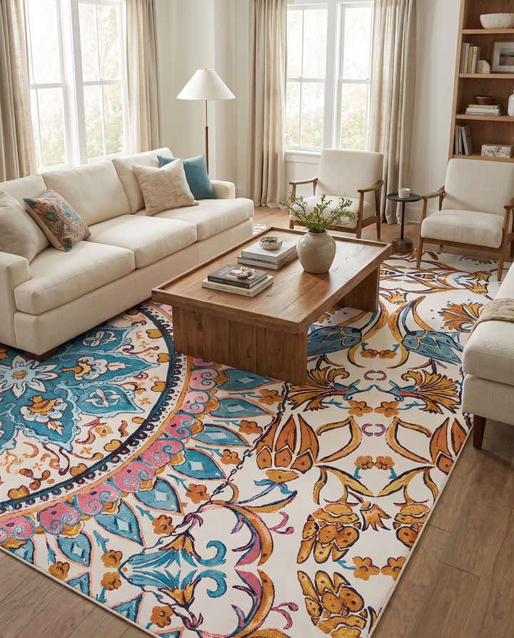 9' x 12' Easy-Clean Traditional Indoor / Outdoor Rug