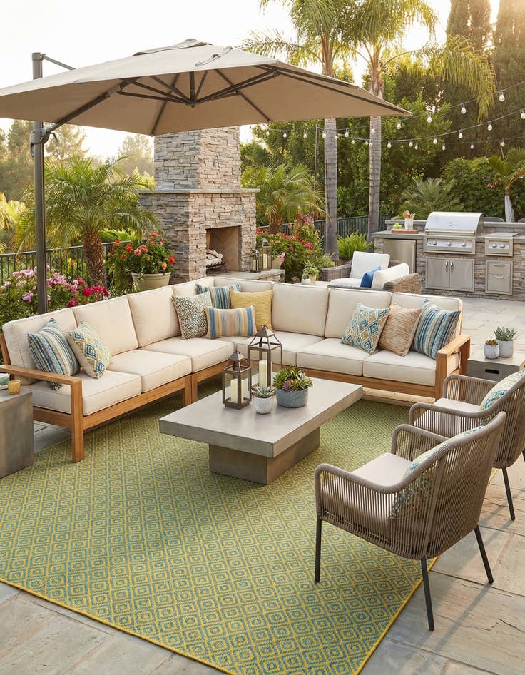 Detail image of 13' x 13'  Washable Jill Zarin Costa Rica Indoor / Outdoor Square Rug