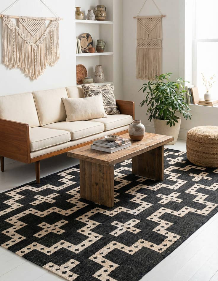 Detail image of  6' 1 x 9'  Hand Woven Kilim Wool Rug