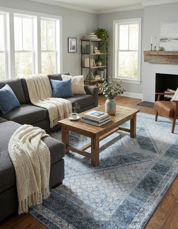 Navy Blue Kamala Washable Rug