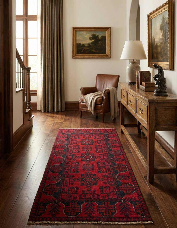 Detail image of  2' 8 x 6' 5  Hand Knotted Khal Mohammadi Wool Runner Rug