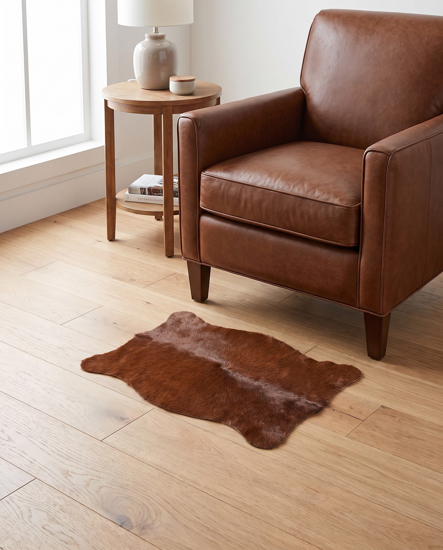 1' 8 x 2' 7 Cowhide Leather Rug