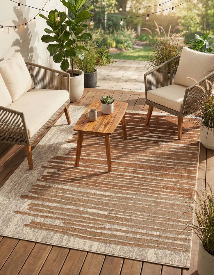 Detail image of  5' x 7'  Washable Modern Indoor / Outdoor Rug