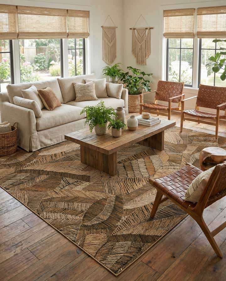10' x 13' Easy-Clean Botanical Indoor / Outdoor Rug