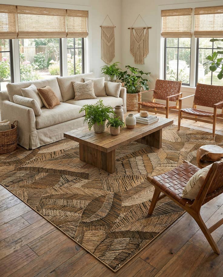 Detail image of 10' x 13' Easy-Clean Botanical Indoor / Outdoor Rug