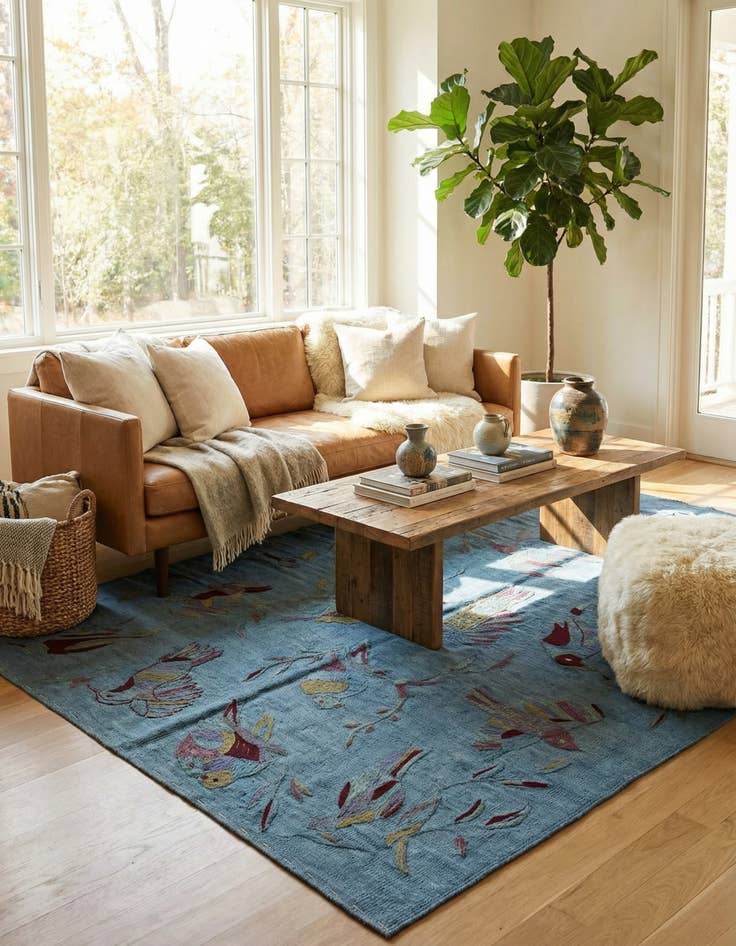 Detail image of 4' 2 x 5' 7  Hand Woven Kilim Modern Wool Rug