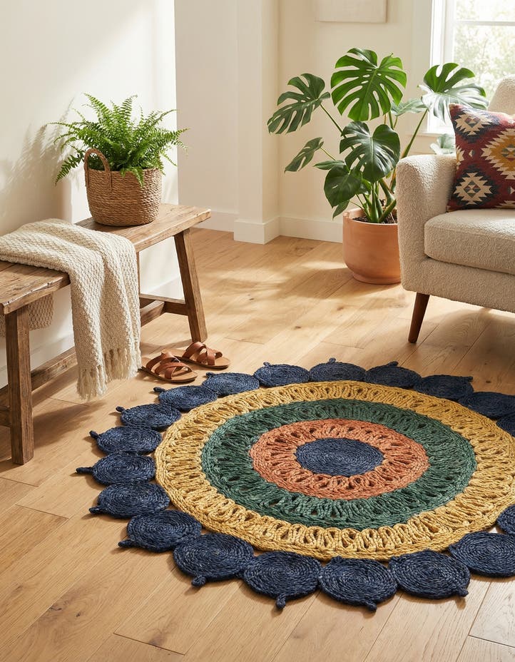 3' 1 x 3' 1 Handmade Braided Jute Round Rug