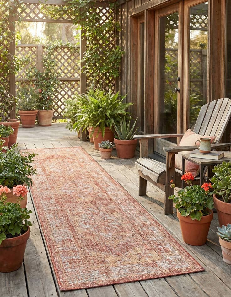 Detail image of 2' x 8'  Washable Traditional Indoor / Outdoor Runner Rug