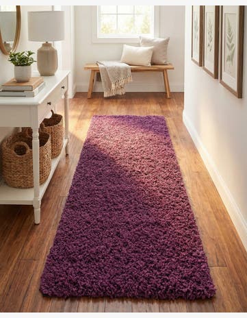 2' 7 x 10' Solid Shag Runner Rug