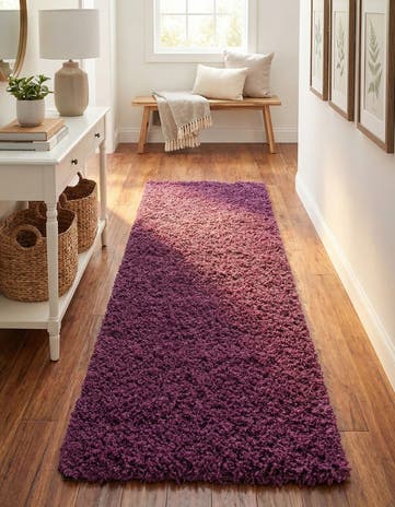 2' 7 x 10' Solid Shag Runner Rug