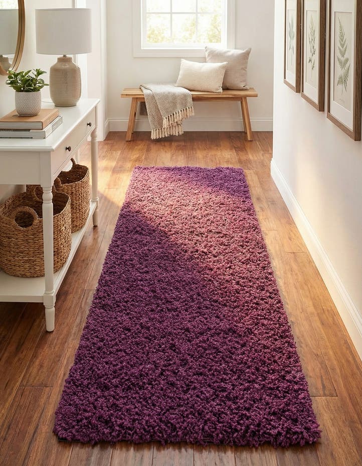 2' 7 x 10' Solid Shag Runner Rug