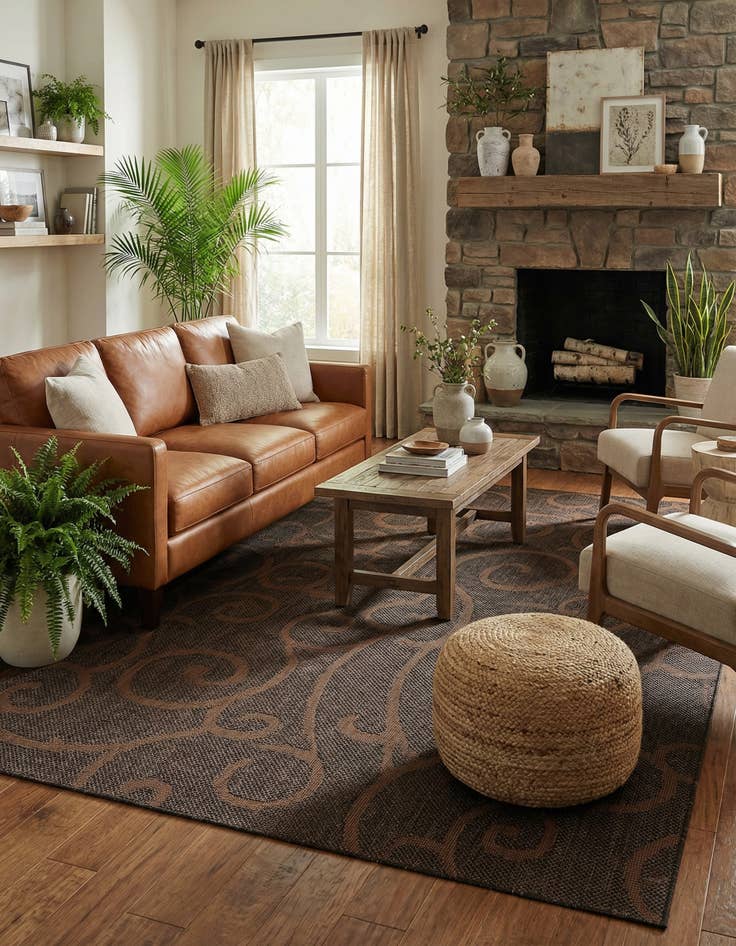 Detail image of 9' x 12' 2  Washable Botanical Indoor / Outdoor Rug