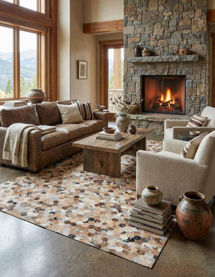 Detail image of 5' 5 x 7' 6 Cowhide Stocks Rug